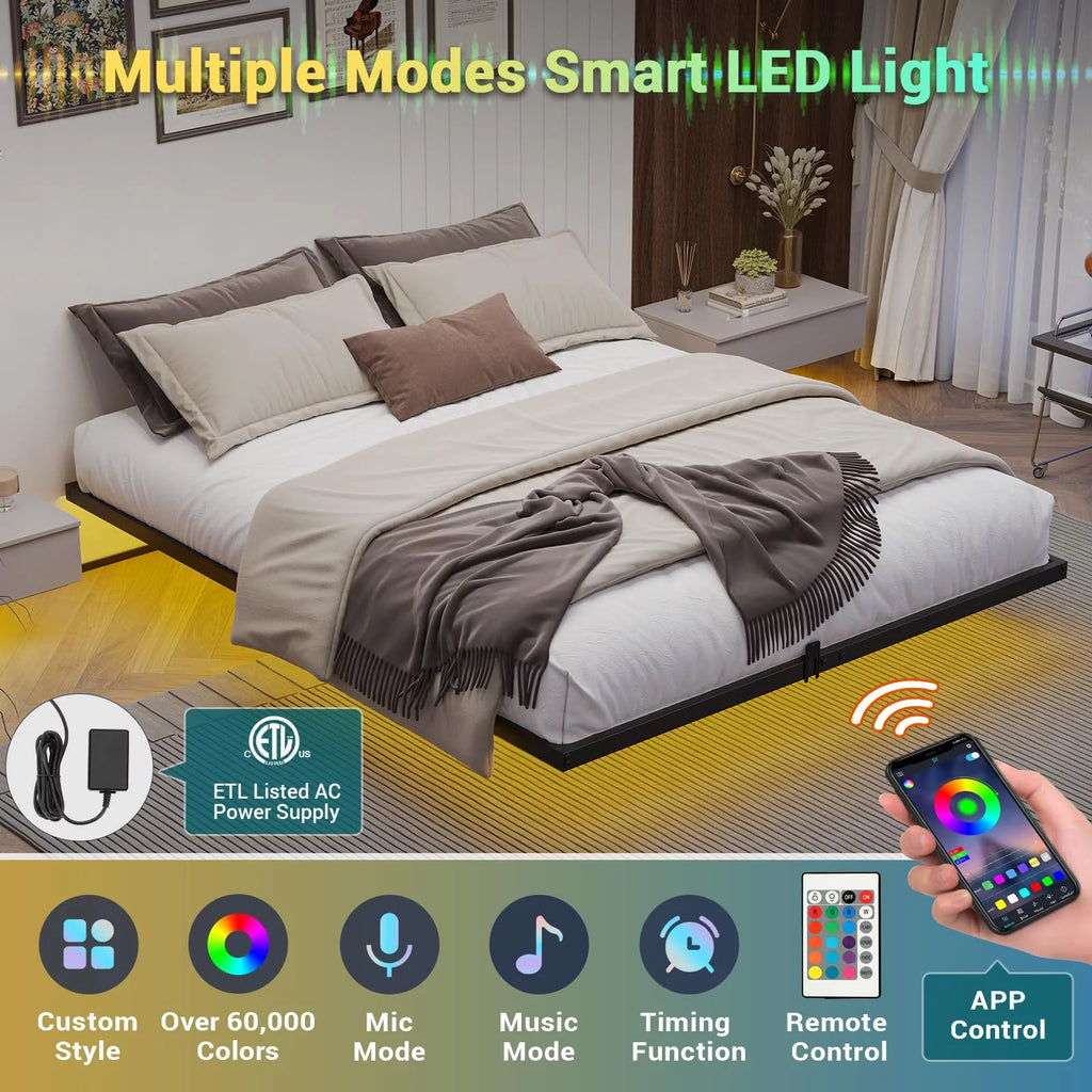 Queen Bed Frame with LED Lights Q53215