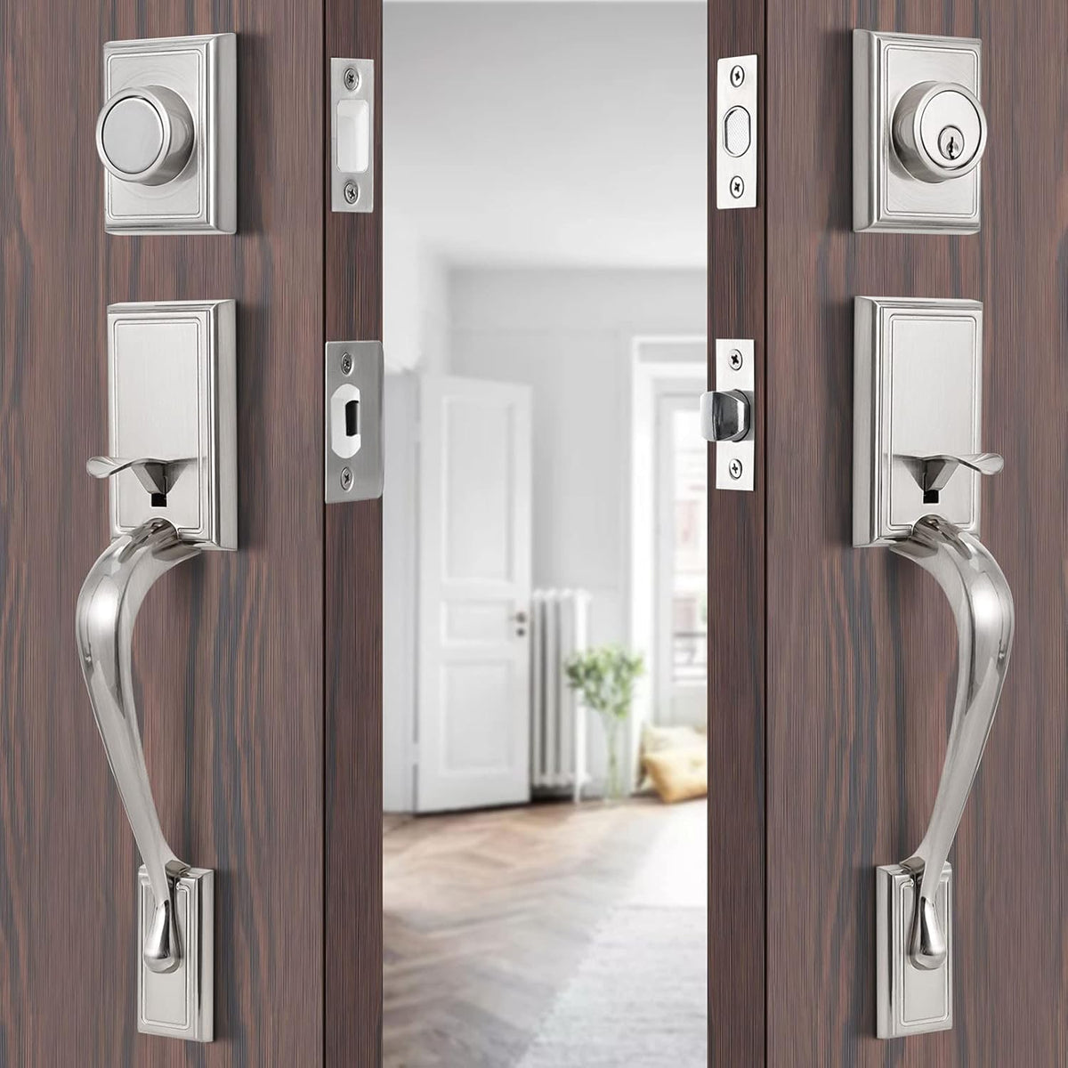 Matte Black Front Door Lock Set with Deadbolt and Knob, Pack of 2 T969953