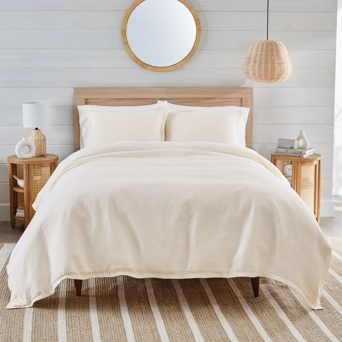 3-Piece Sage Green Crinkled Gauze Duvet Set B954827