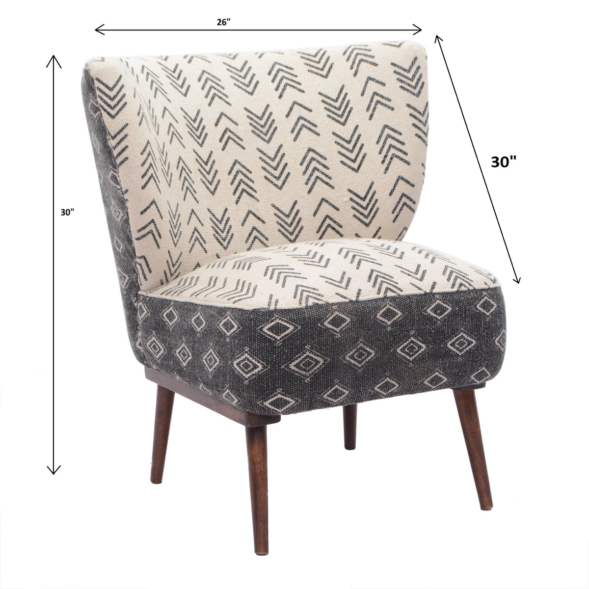 Cream Charcoal Accent Chair with Wooden Legs O607586