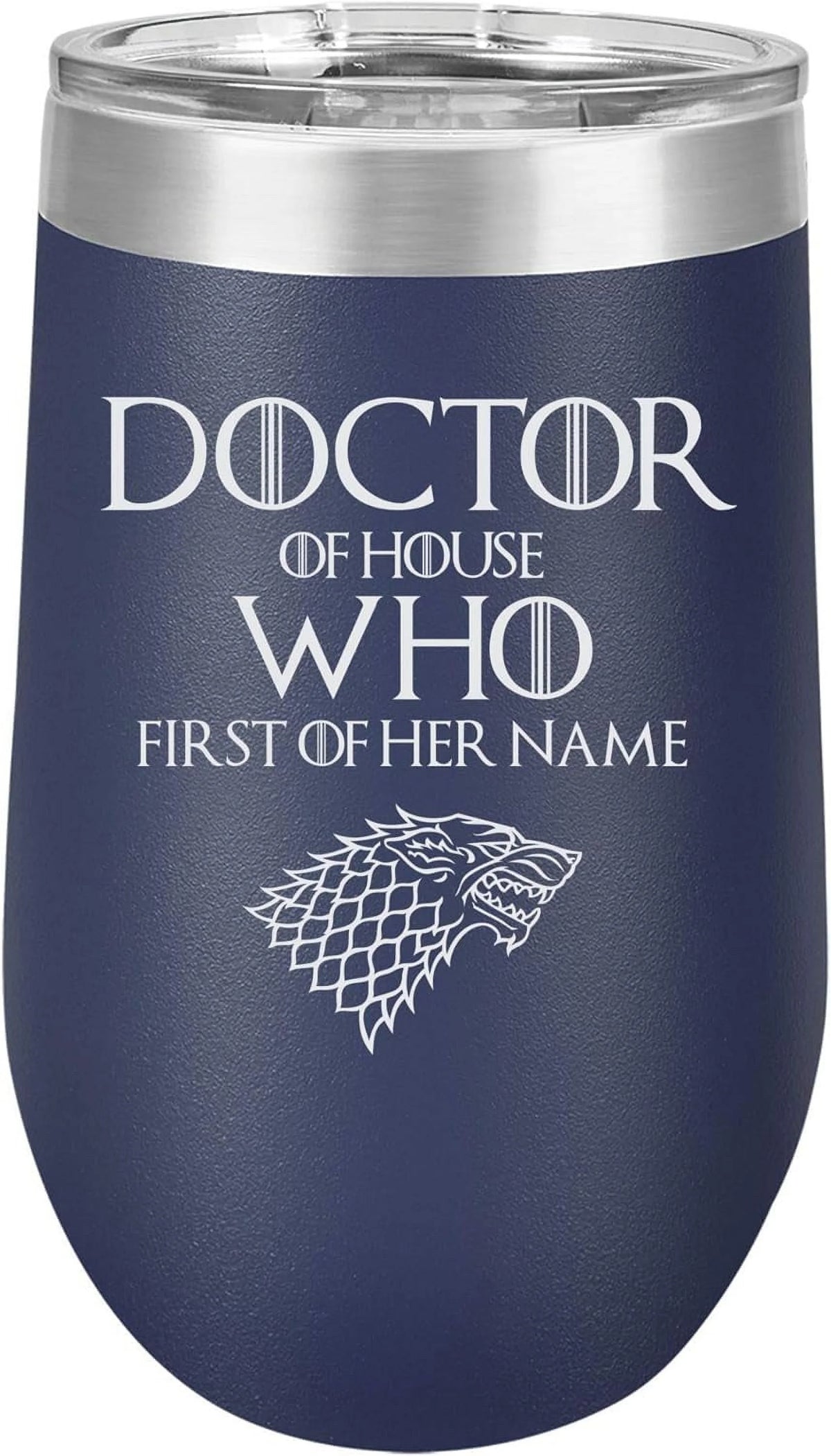 Engraved Stainless Steel Wine Tumbler, 16 Oz, Navy L823