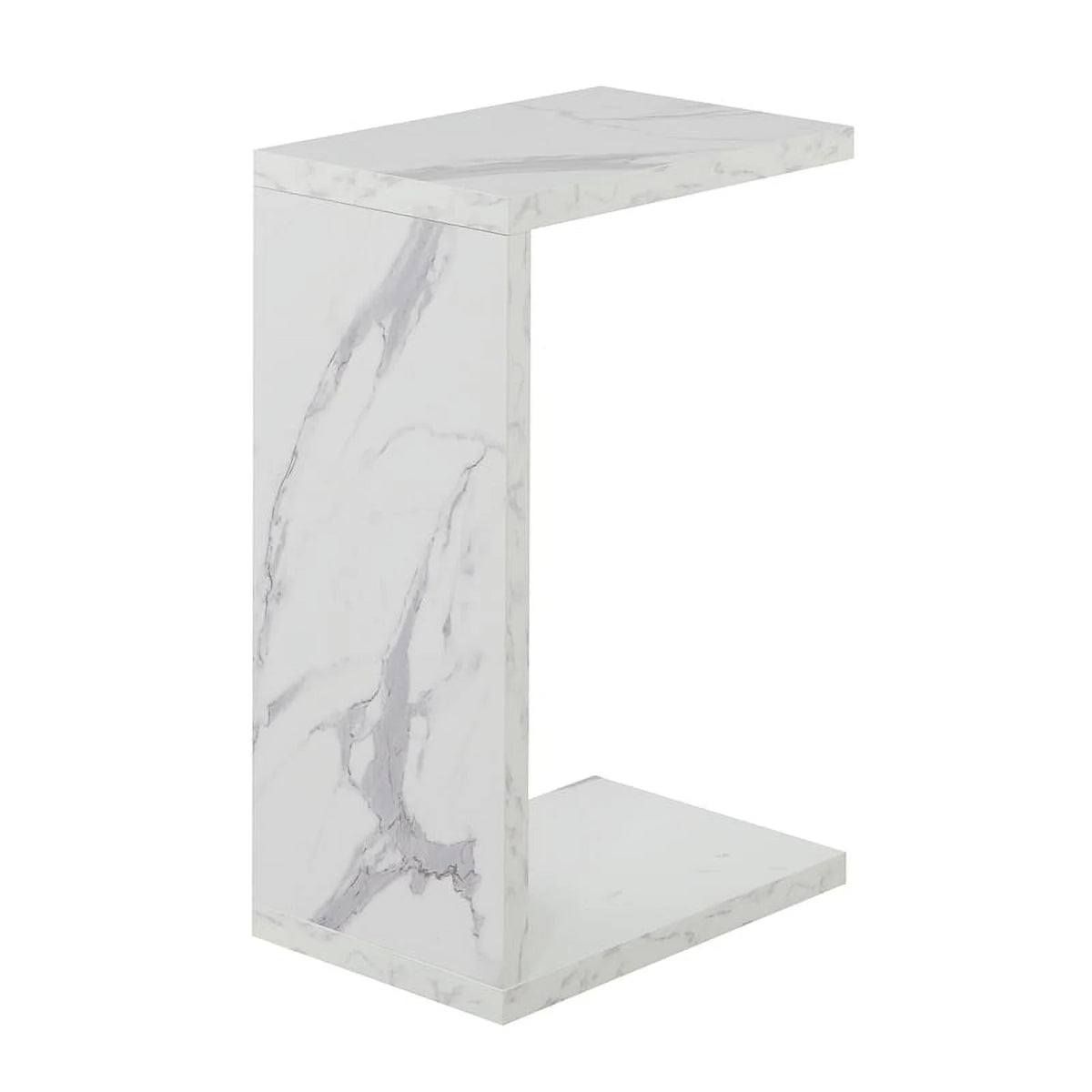 Faux White Marble Wood C End Table Set of 2 D629