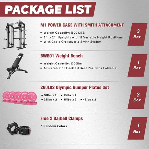 Multi-function Smith Machine with Cable Crossover System Power Rack R32127