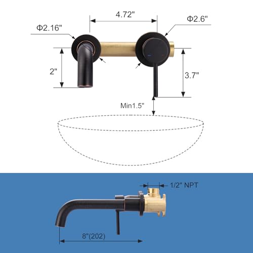 Black and Gold Single Handle Swivel Spout Bathroom Faucet with Rough-in Valve E2718