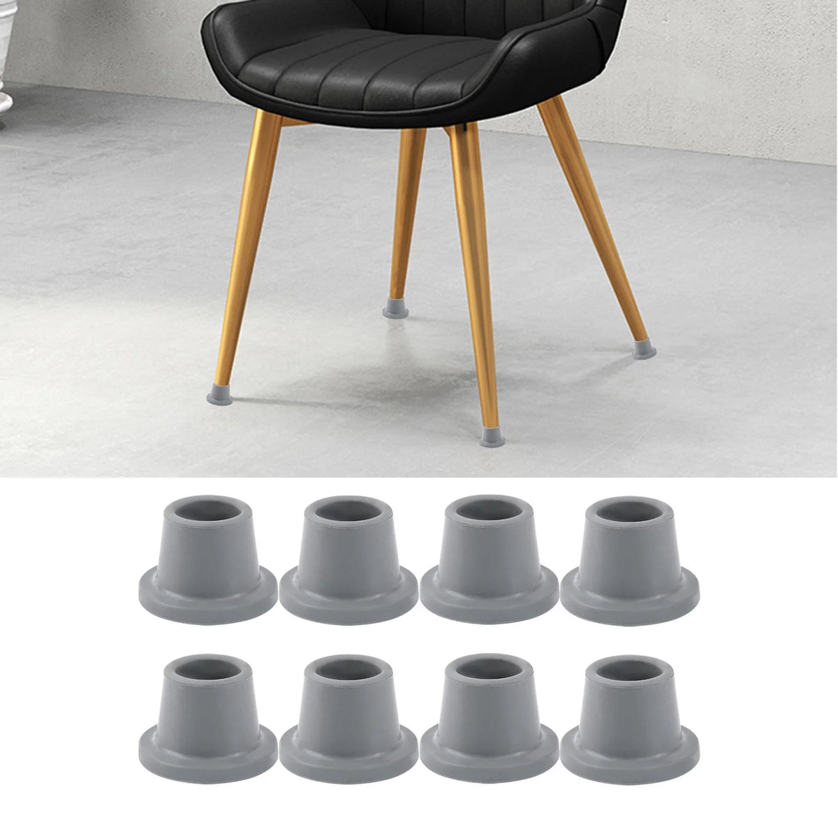 8x Shower Chair Feet Gray Rubber N446517
