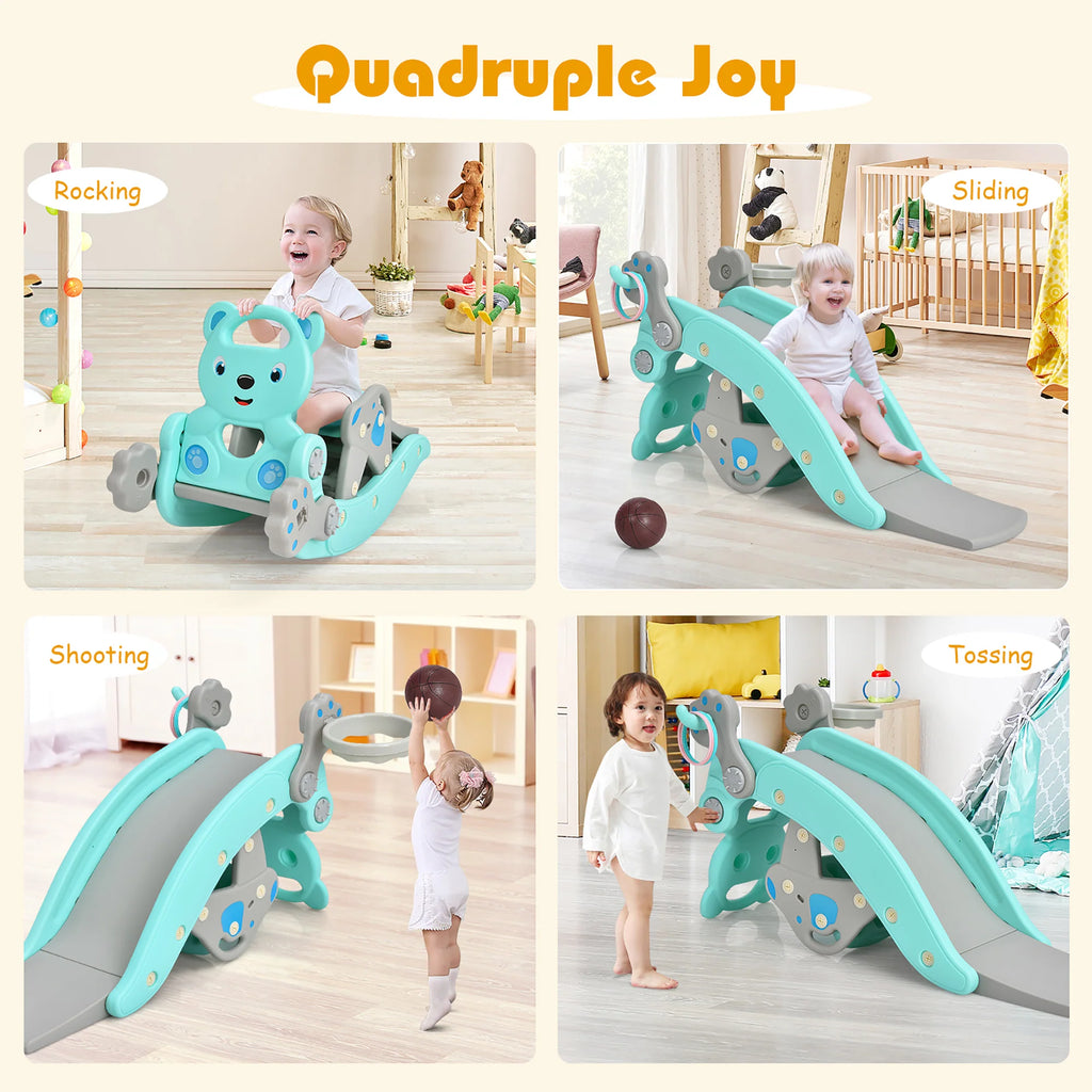 4-in-1 Toddler Slide Playset with Basketball Hoop J676770