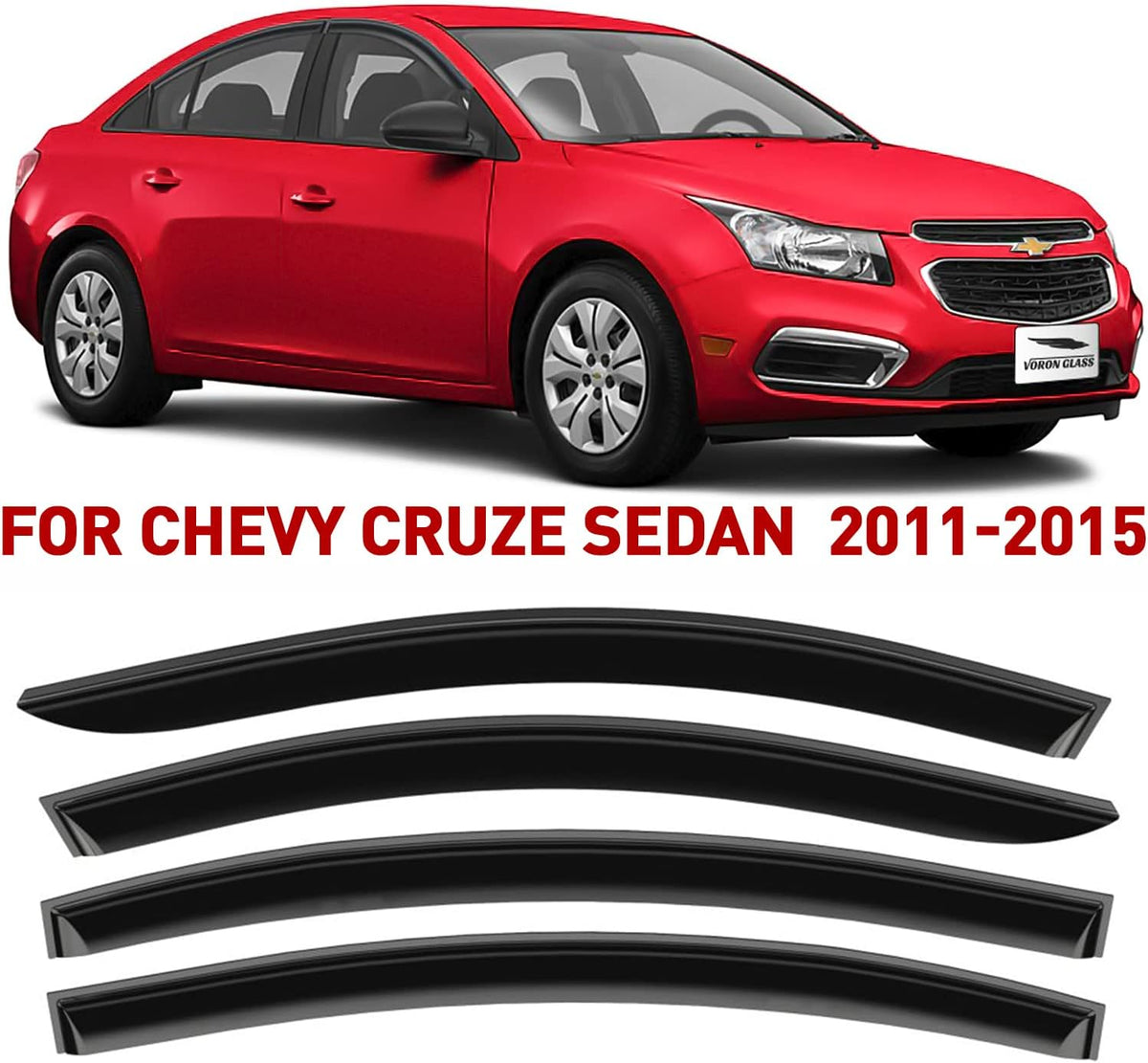4 Pieces Glass Rain Guards for Chevrolet Cruze Sedan Y626012
