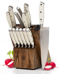 White Stainless Steel Knife Set with Walnut Block X324