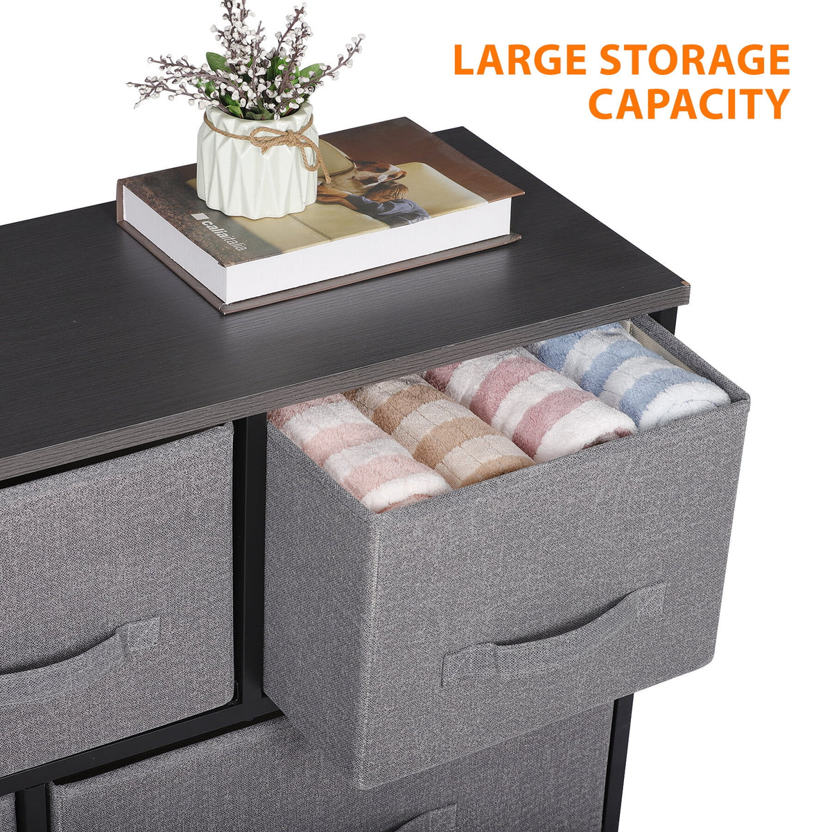 5 Drawers MDF Graphite Gray Dresser F78181