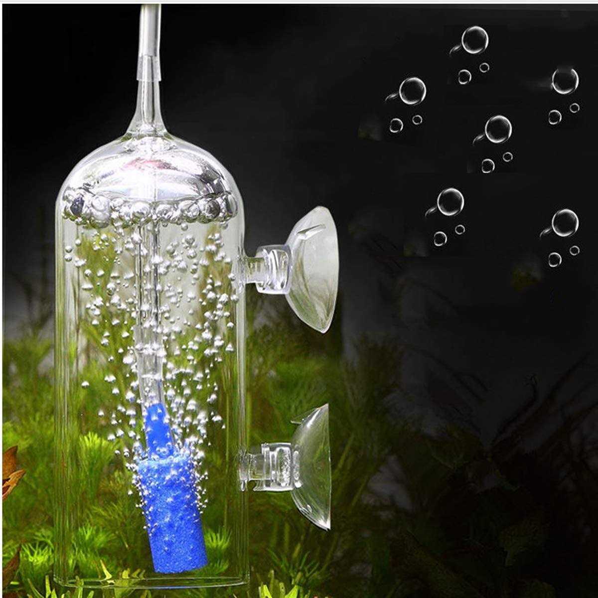 Aquarium Air Oxygen Bubbler Glass Cup with Water Tube Y48366