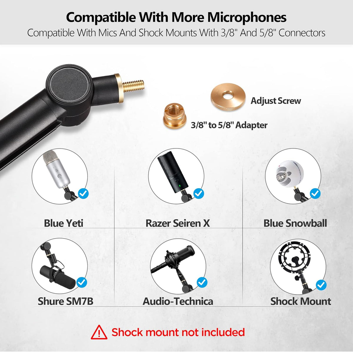 Heavy Duty Metal Boom Arm Mic Stand with 3/8 to 5/8 Adapter Y239127