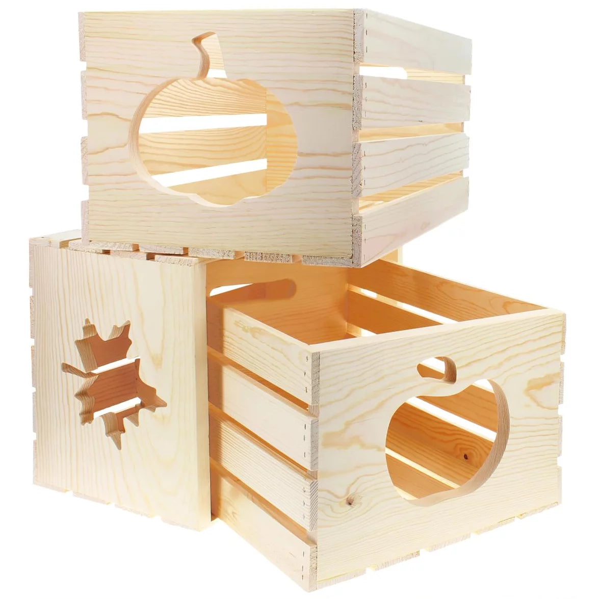 Wooden Crate with apple cutout, Pine, 17.75" x 12" x 9.5" G745078