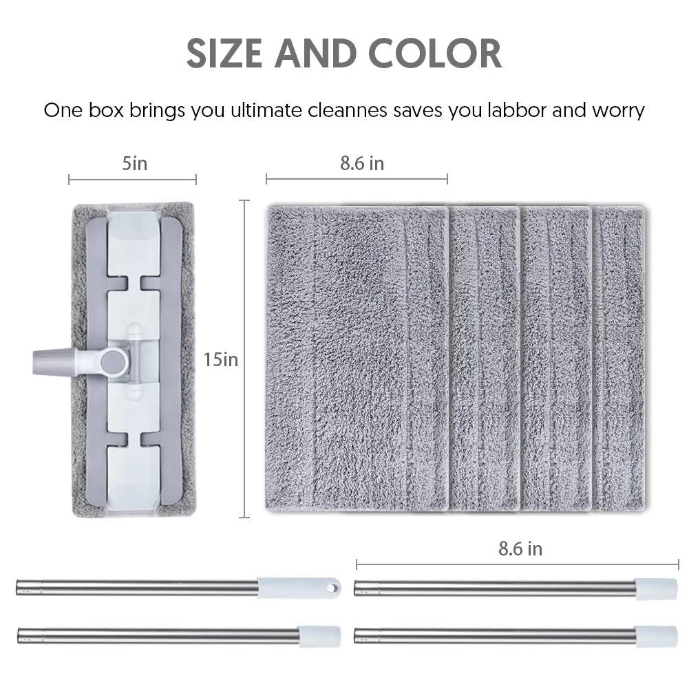 Microfiber Hardwood Floor Mop with 4 Washable Pads, 360 Rotation Flat Mop with Stainless Steel Handle G48521