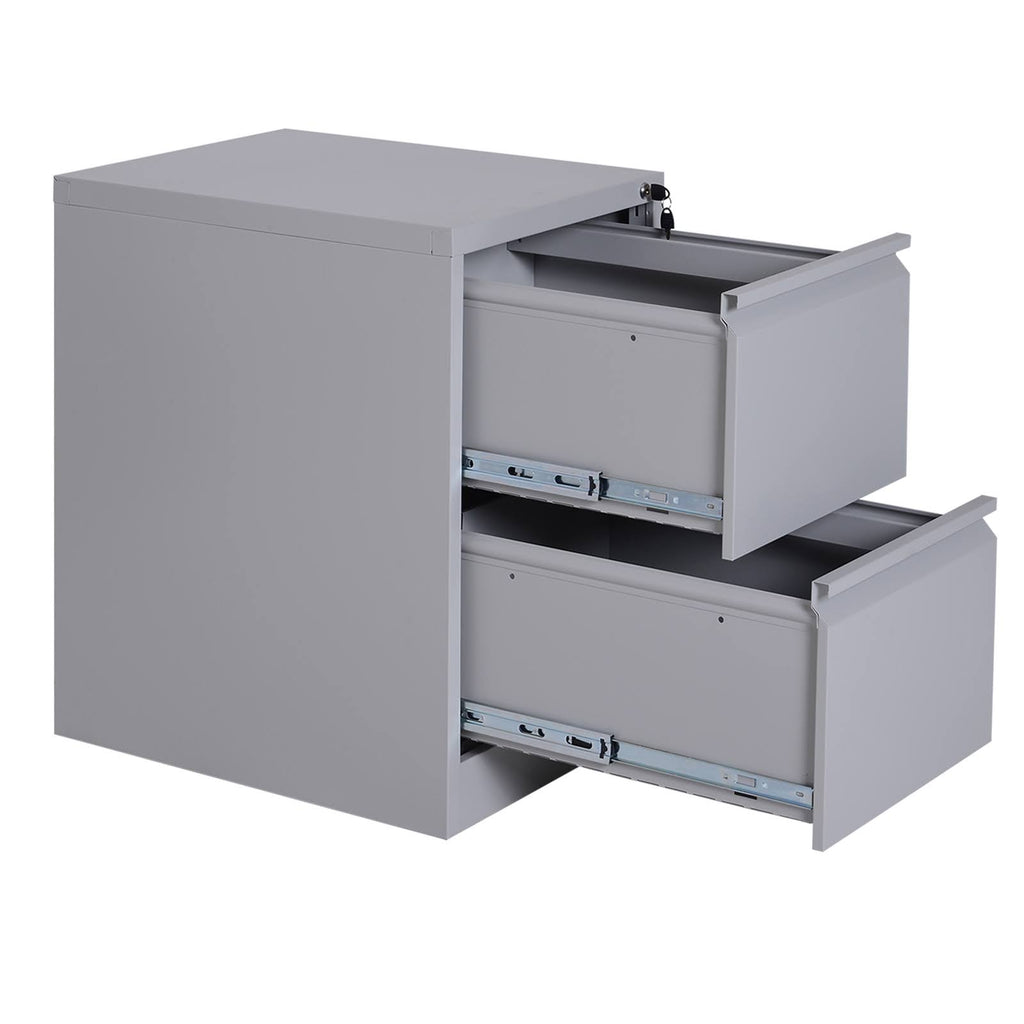 28" Metal 2 Drawer Locking Filing Cabinet Grey L75881