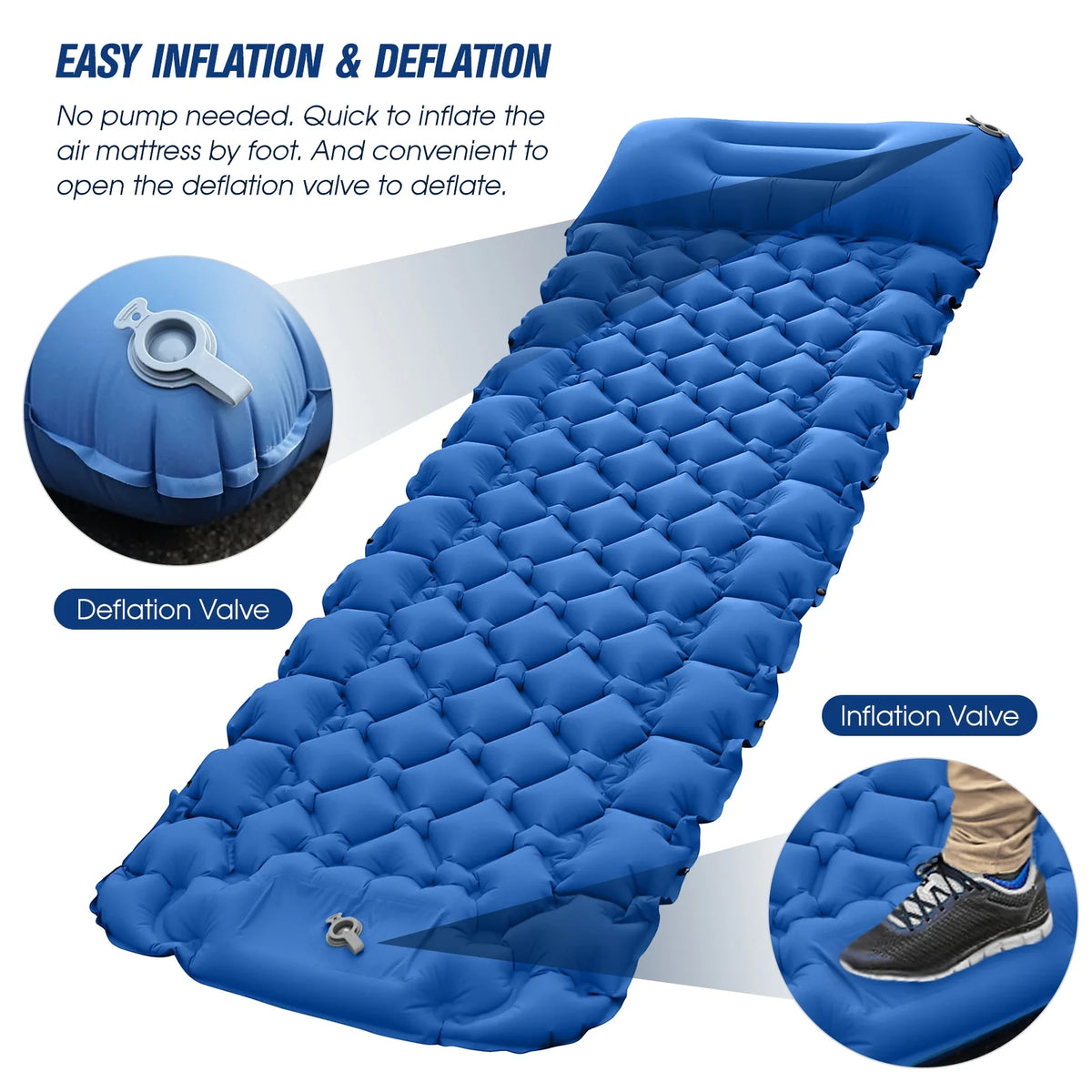 Waterproof Backpacking Sleeping Pad with Air Pillow K568636