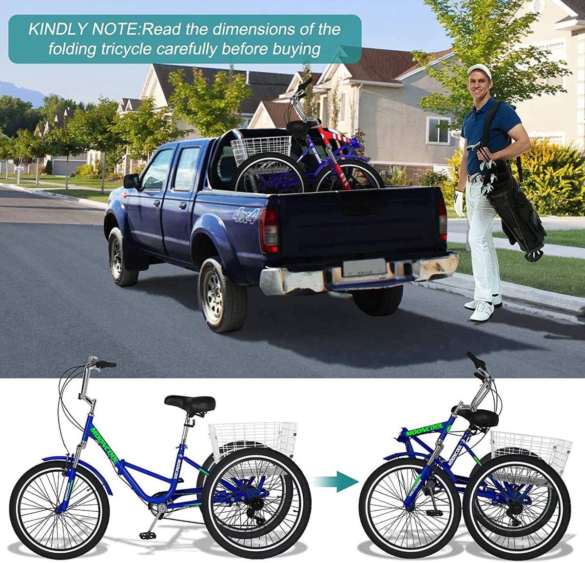 7 Speed Folding Adult Tricycle with Basket K702259
