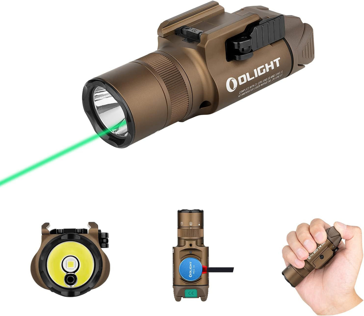 1350 Lumens Rechargeable Tactical Flashlight with Green Beam and White LED N975