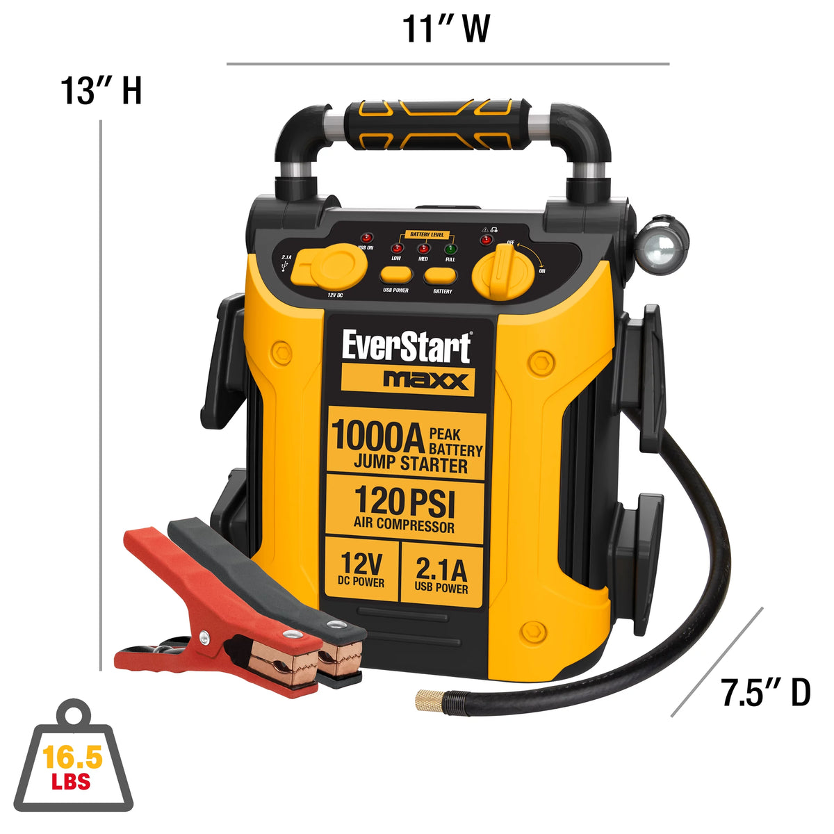 1000 Peak Amp Jump Starter with Compressor, DC and USB Power J8782