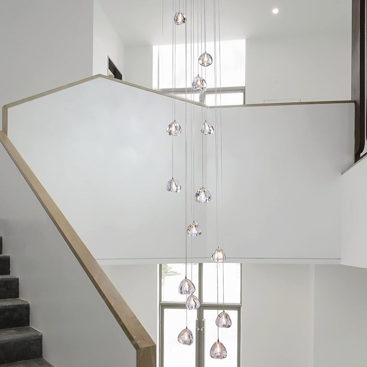 Crystal Chandelier 14 Lights High Ceiling Raindrop Pendant Light W15.7 x H157 X58610
