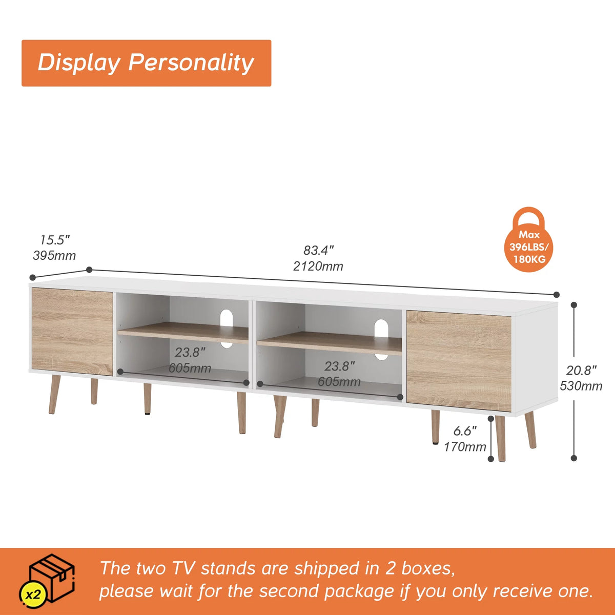 White TV Stand with Storage Cabinets K650264