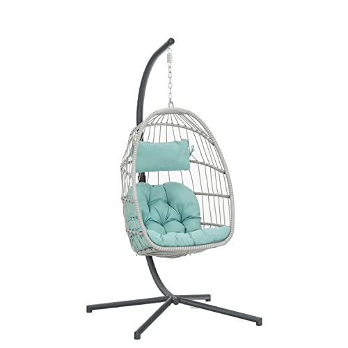 Hanging Egg Chair with Stand and Footrest K75419
