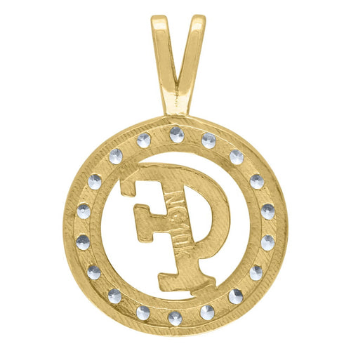 10k Two Tone Gold CZ Pendant Necklace K1857