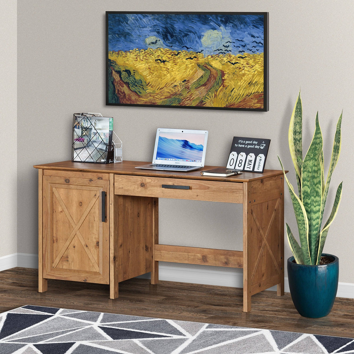 Rustic Brown Wood Writing Desk O223