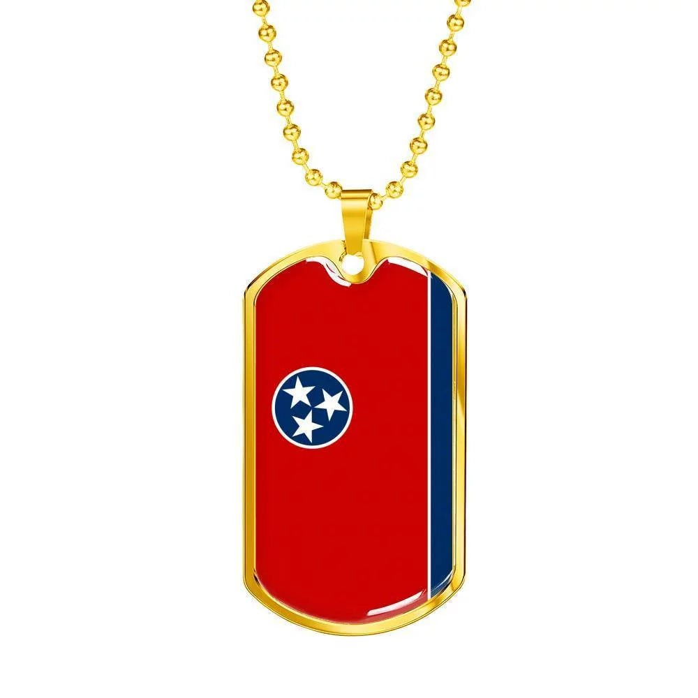Stainless Steel or 18k Gold Dog Tag Necklace G745