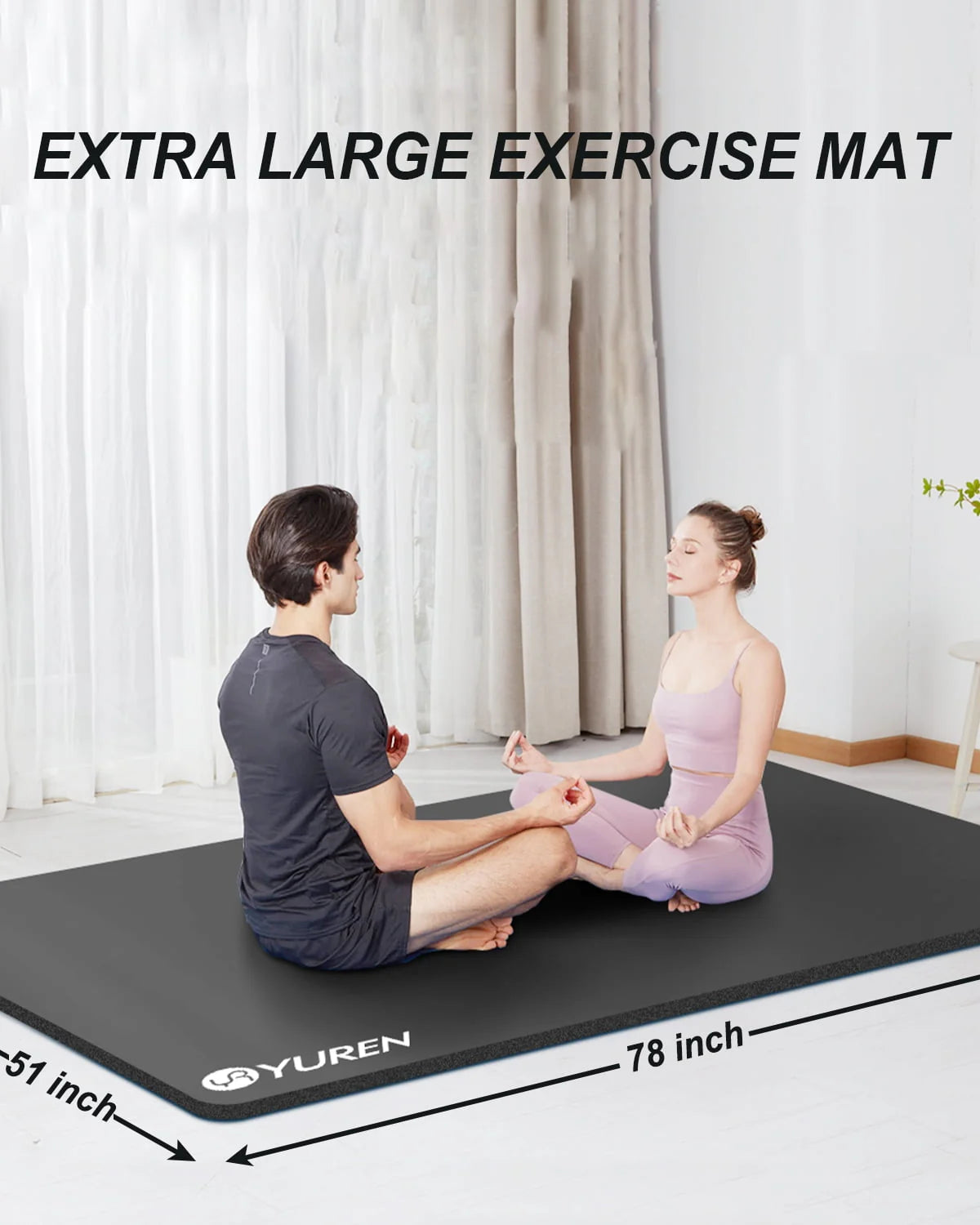 Extra Large 1/2 Thick Black Yoga Mat L85909
