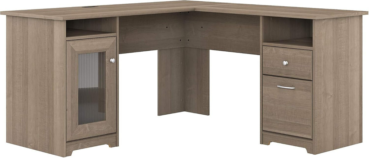 L Shape Desk, 60W, Ash Gray V737806