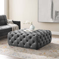 Gray Tufted Performance Velvet Ottoman R7093
