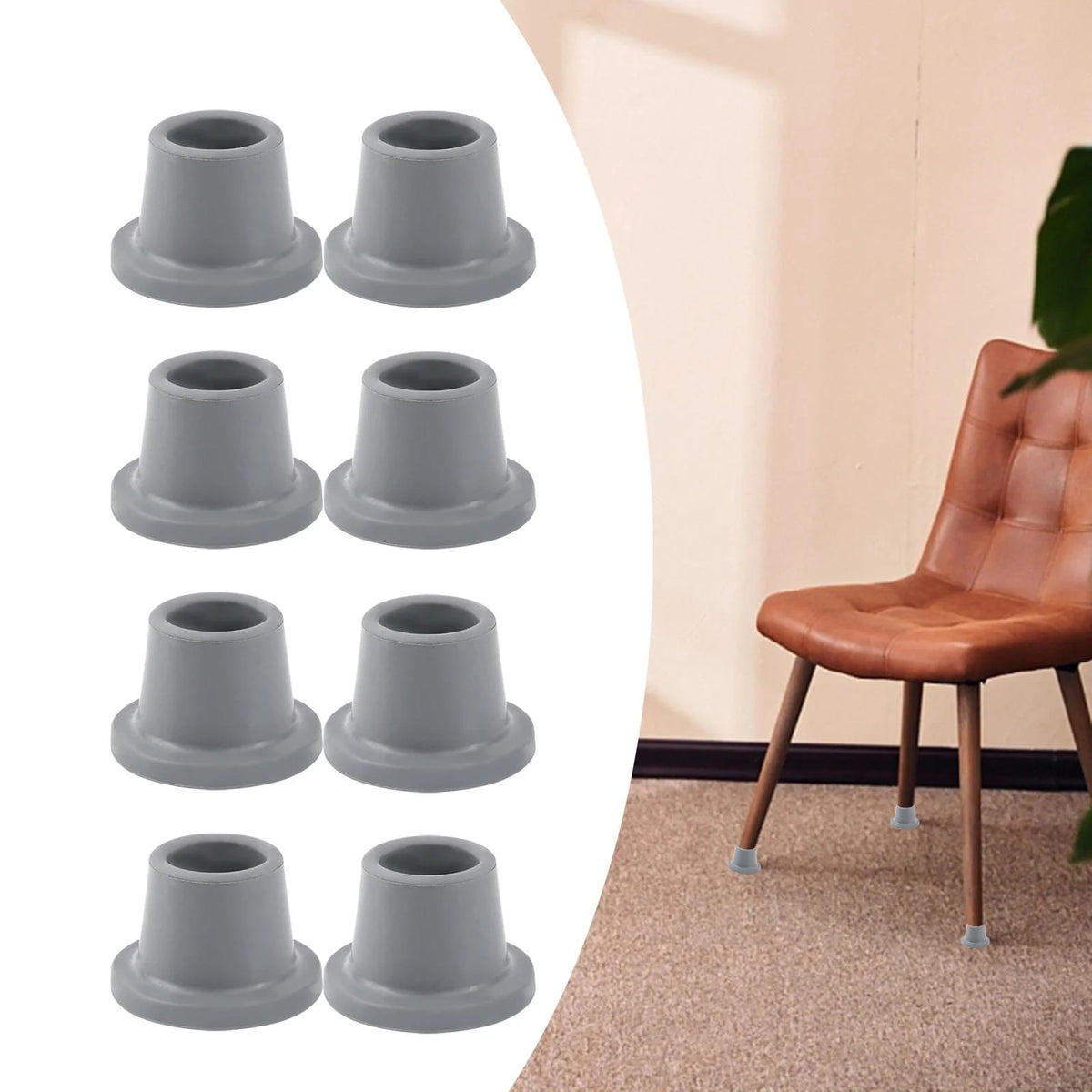 8x Shower Chair Feet Gray Rubber N446517