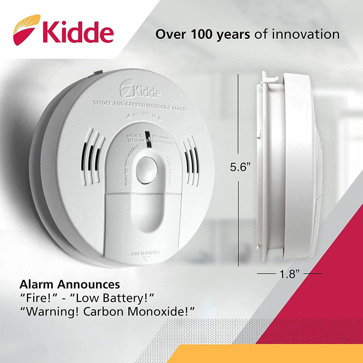 Hardwired Interconnect Smoke & Carbon Monoxide Detector with Battery Backup, Pack of 2 T4940