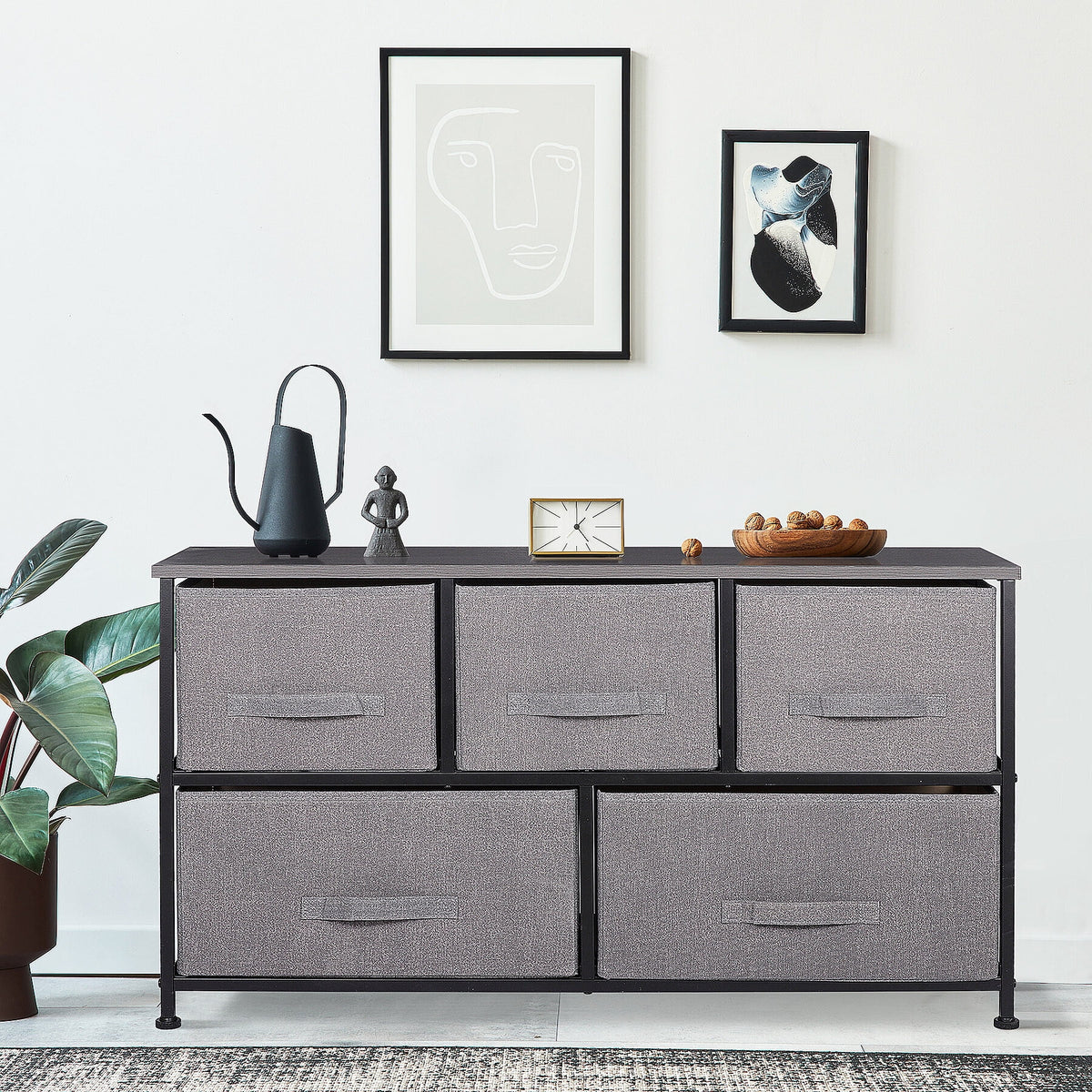 5 Drawers MDF Graphite Gray Dresser F78181
