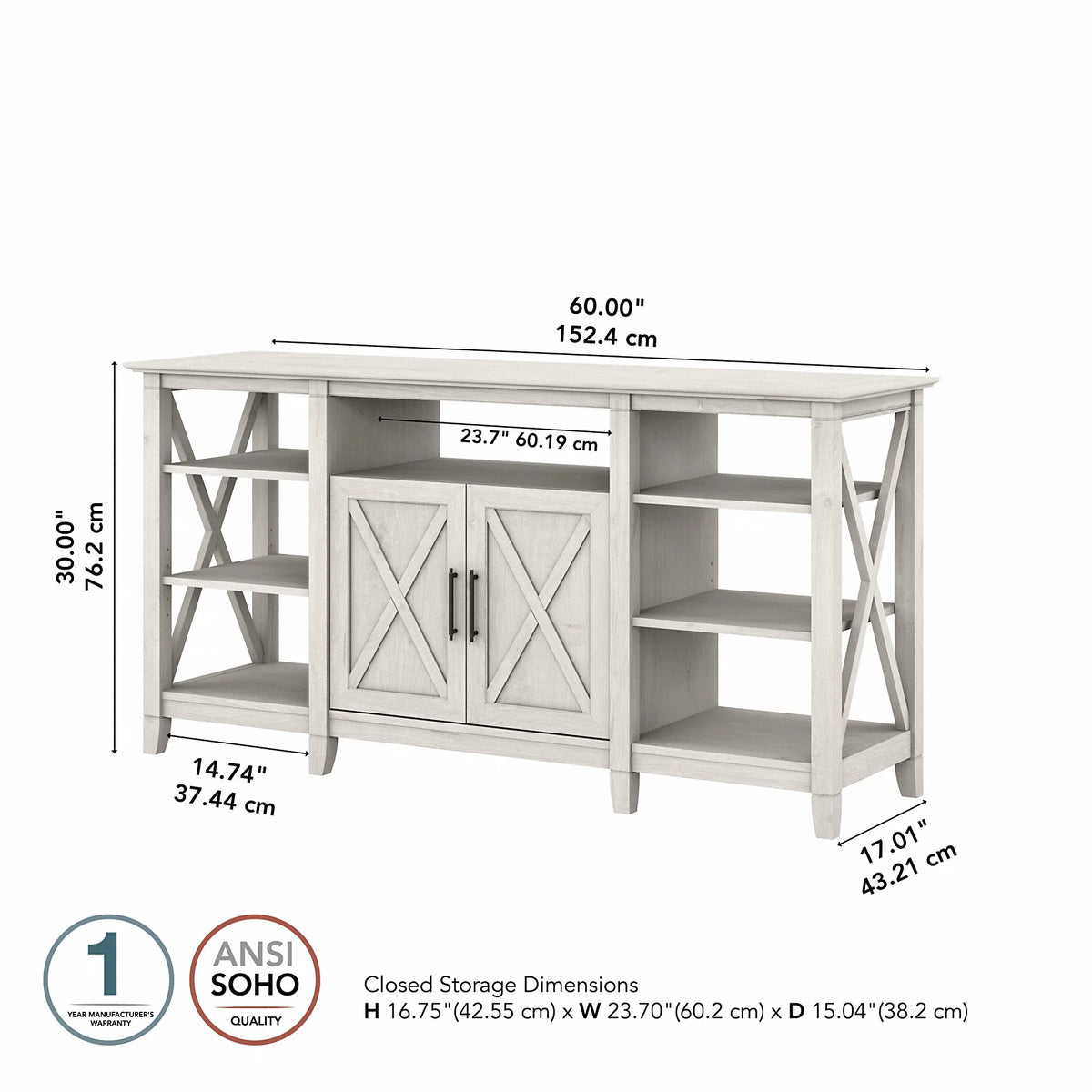 Linen White Oak Tall TV Stand for 65 Inch TV C577816