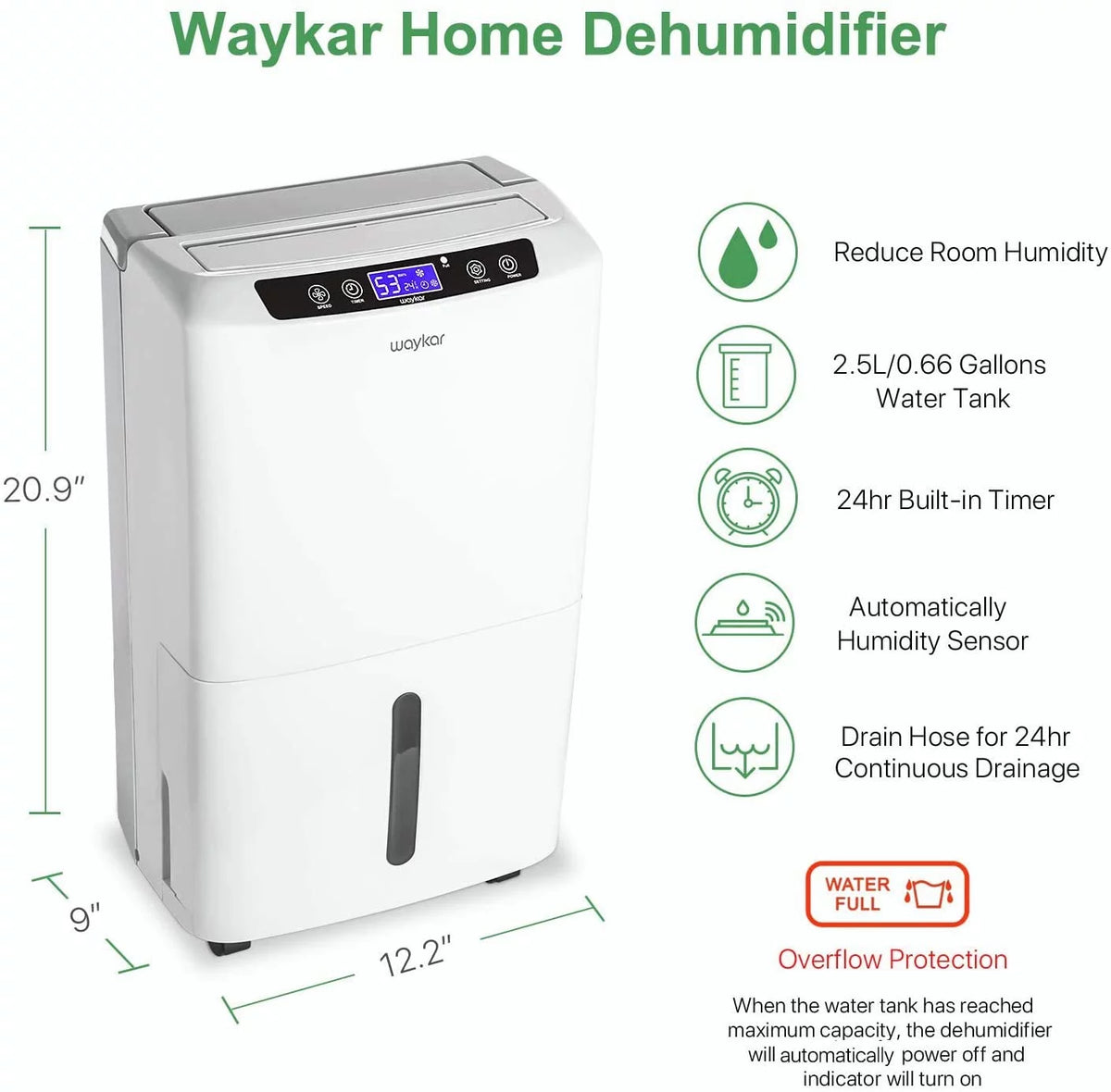 34 Pints Dehumidifier with Drain Hose Q263310