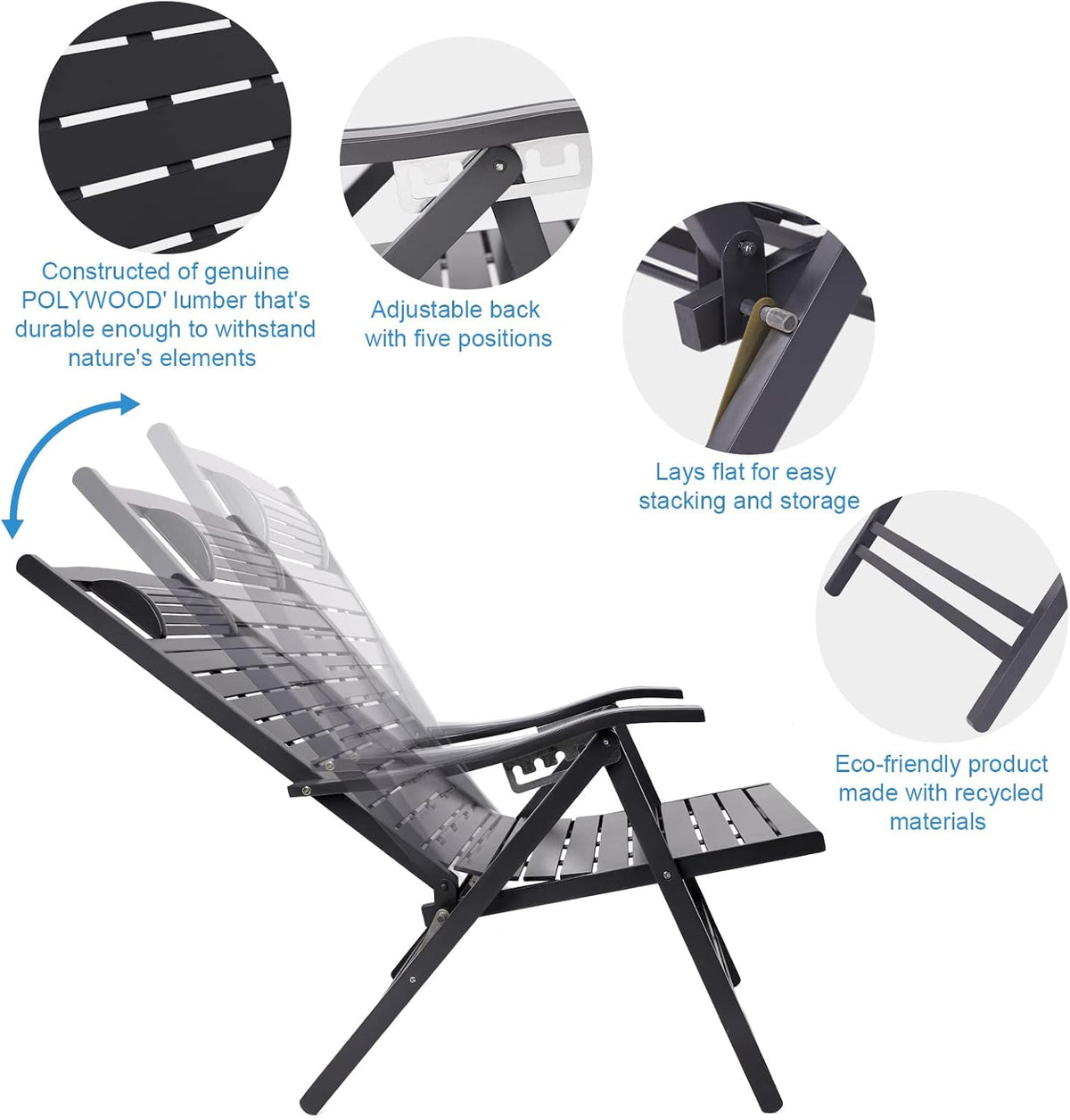 Adjustable Folding Solid Wood Deck Chair D758