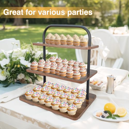 3 Tier Square Wood Cupcake Stand S695