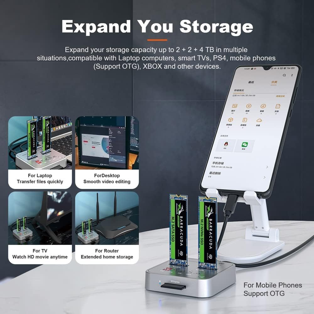 Portable Dual Bay M.2 NVME Docking Station W215