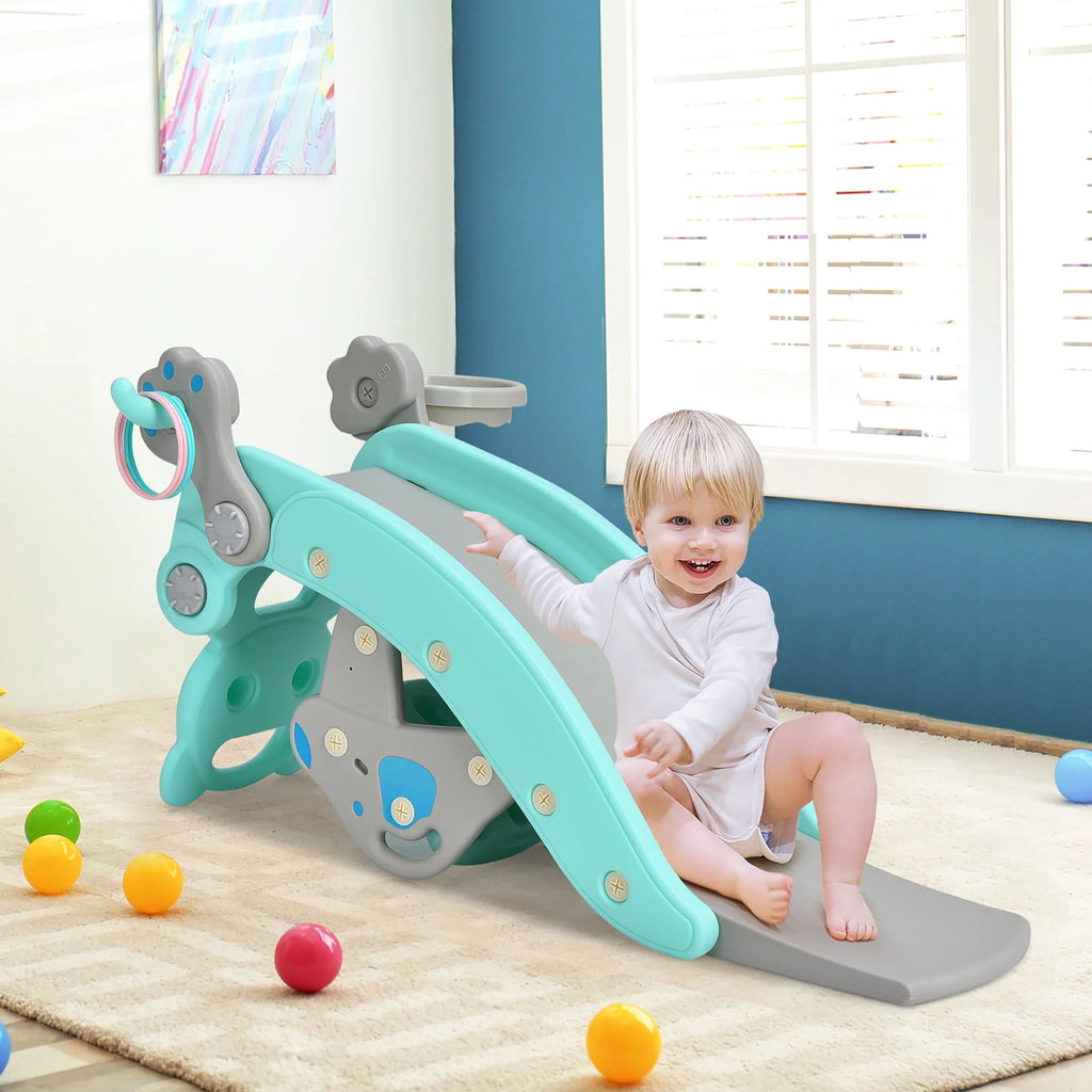 4-in-1 Toddler Slide Playset with Basketball Hoop J676770