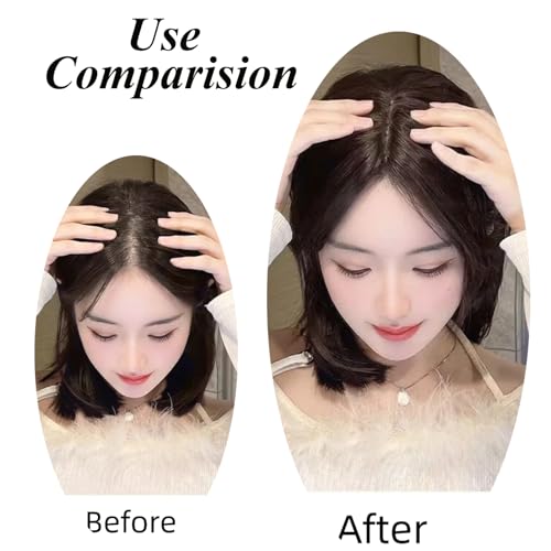 Dark Brown Silky Straight Hair Topper with Clips G4230