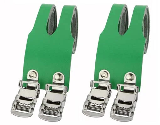 Leather Double Toe Straps Green Bike Pedal Strap U463516