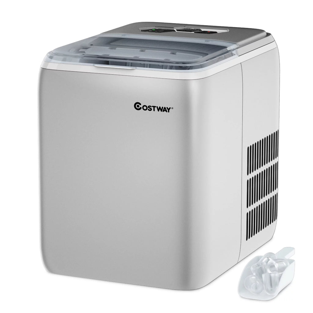 Portable Countertop Ice Maker Machine 44Lbs/24H Self-Clean with Scoop Silver Y485088