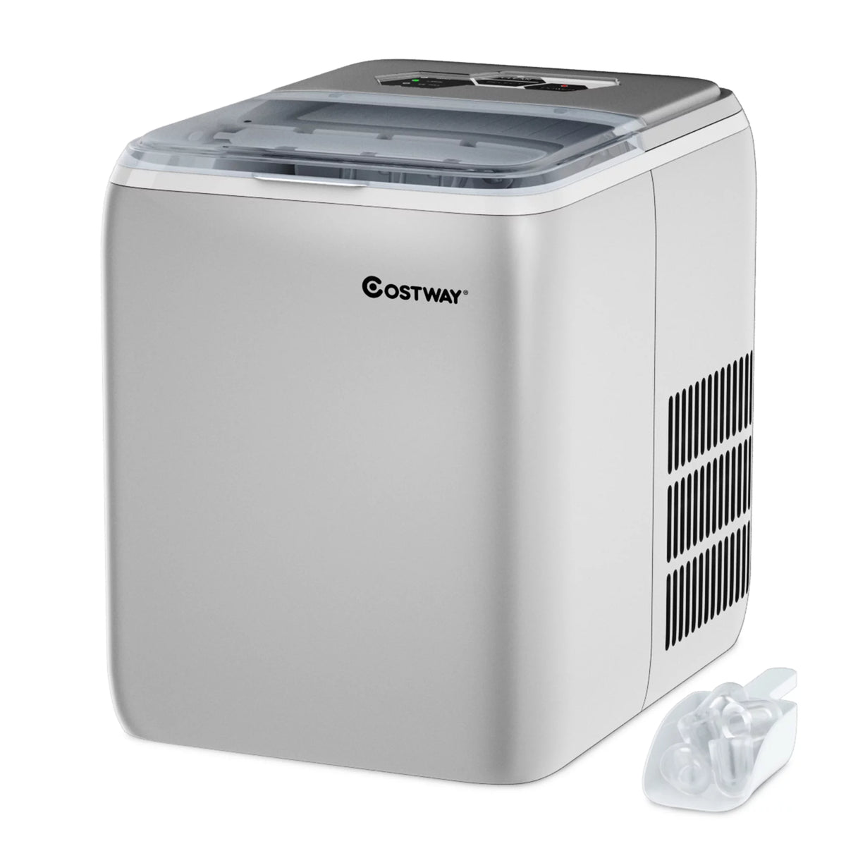 Portable Countertop Ice Maker Machine 44Lbs/24H Self-Clean with Scoop Silver Y485088