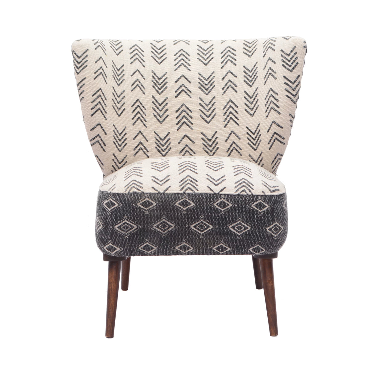 Cream Charcoal Accent Chair with Wooden Legs O607586
