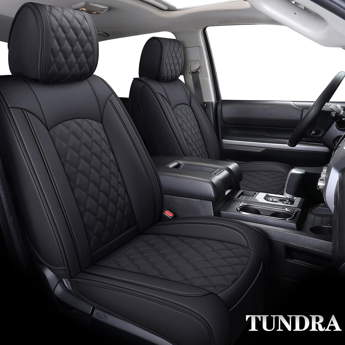 Black Leather Seat Covers for Toyota Tundra Crewmax Double Cab Split Bench 40/60 5 PCS Full Set R43728
