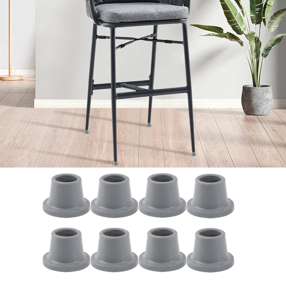 8x Shower Chair Feet Gray Rubber N446517