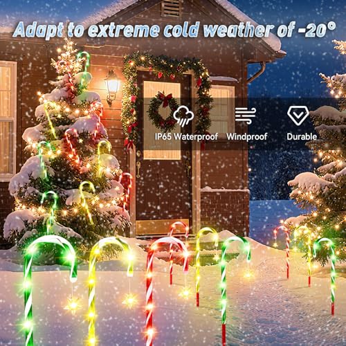 Solar Candy Cane Lights 10 Modes Waterproof 28 FT 72 LEDs C371