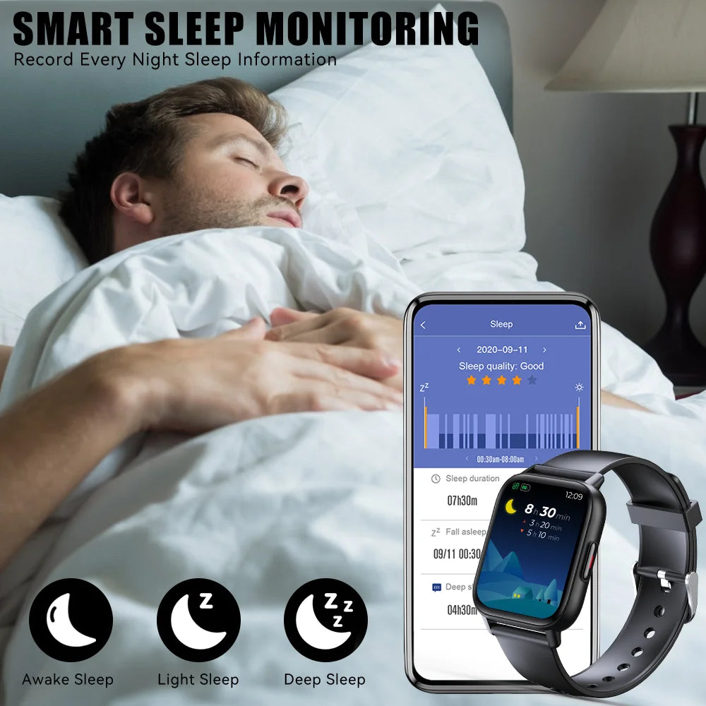 1.69” HD Fitness Tracker Smartwatch with LED Flashlight D480