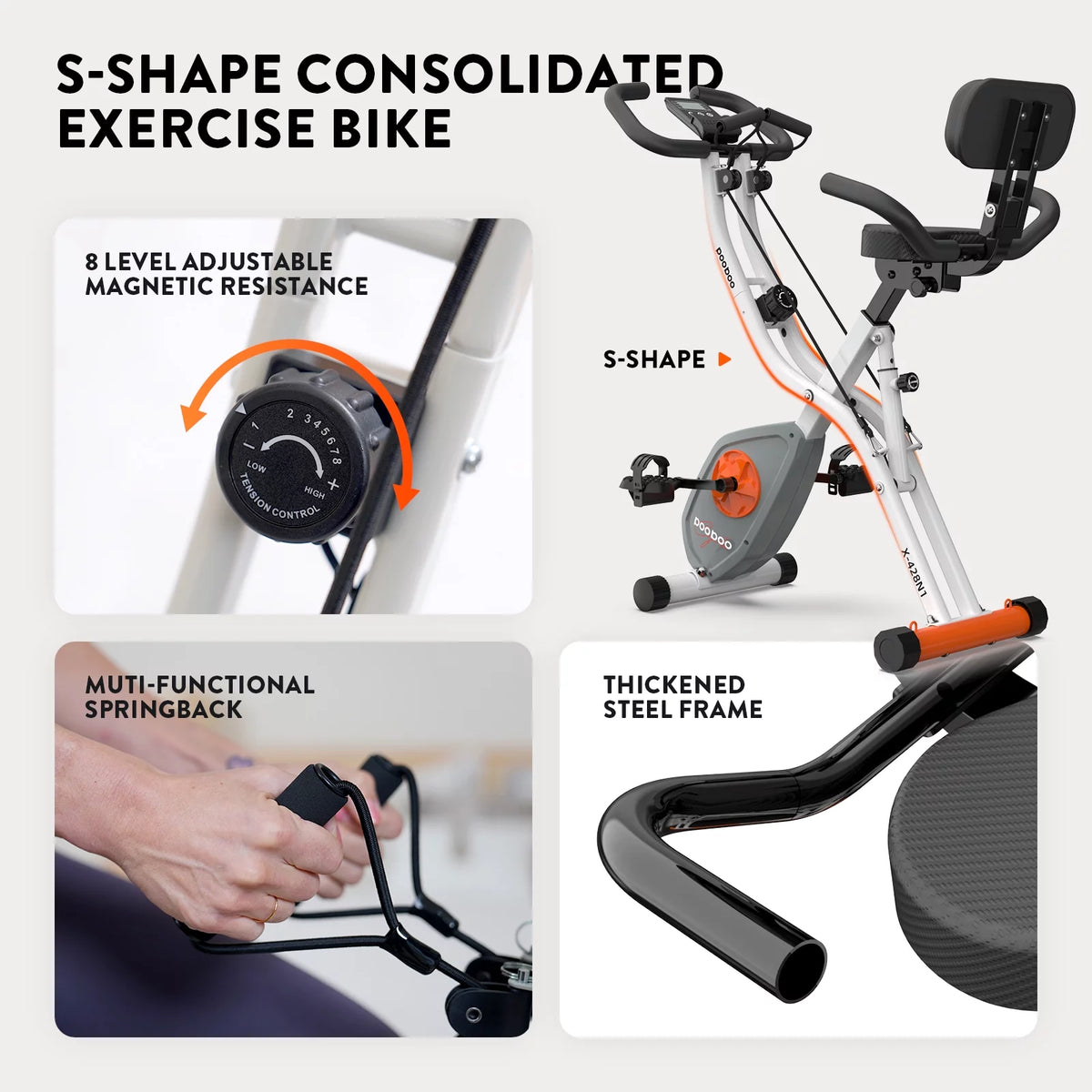 Folding Exercise Bike 8 Level Adjustable Magnetic Resistance W7958